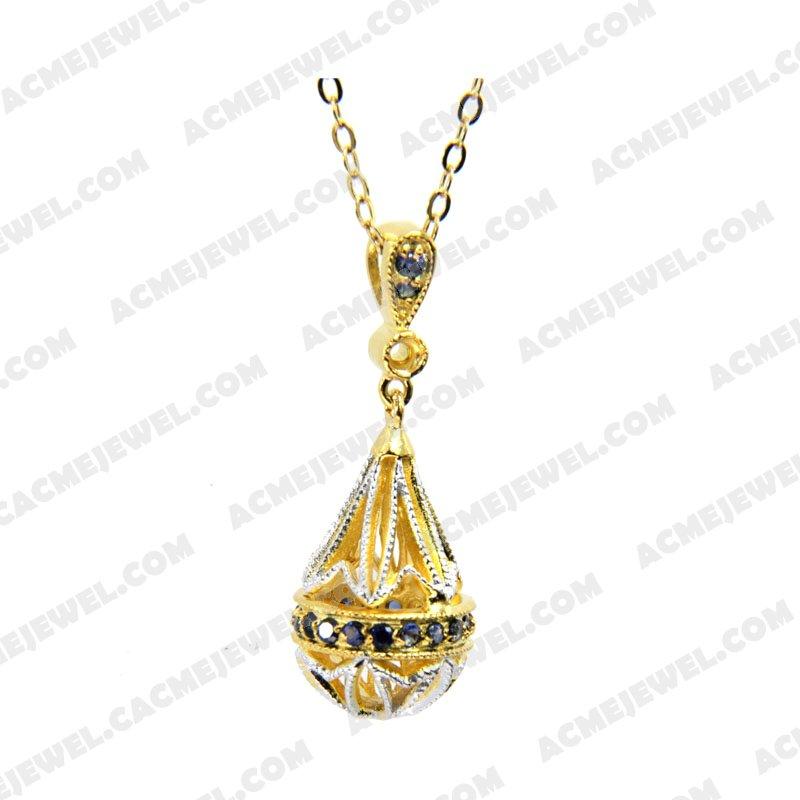 Pendants 925 Sterling Silver 2-tone Rhodium and gold