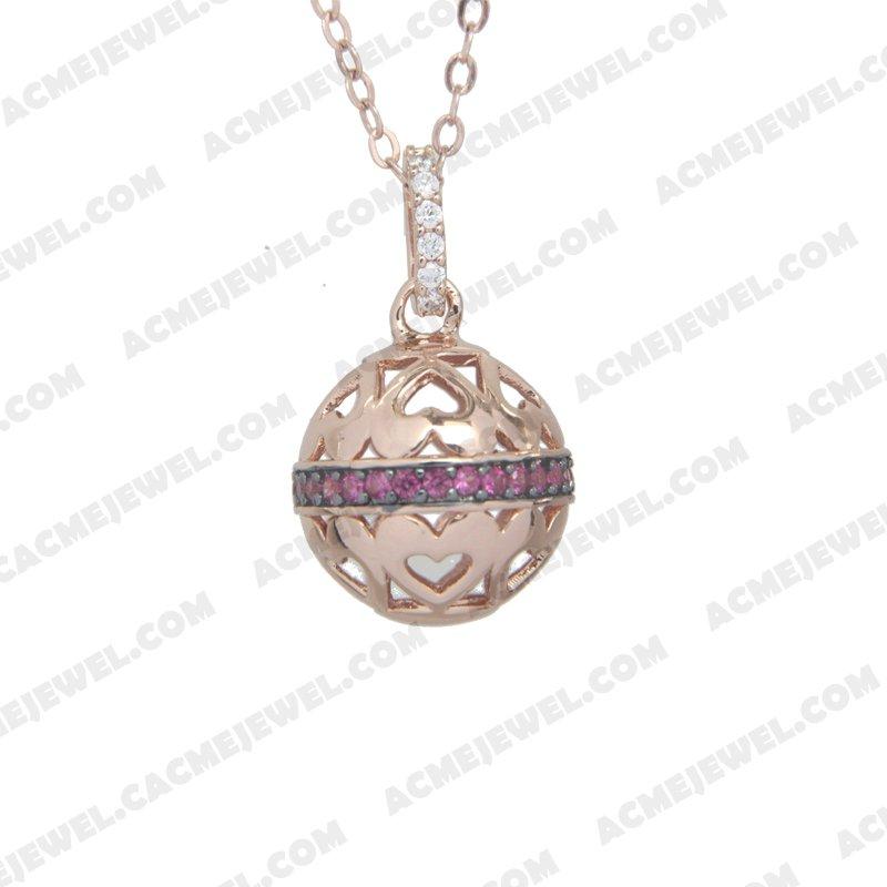 Pendants 925 Sterling Silver 2-tone Rose gold and black rhodium