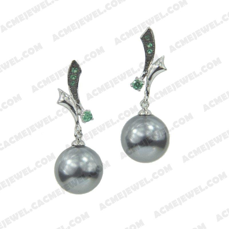 Earrings 925 sterling silver  2-tone Rhodium and black rhodium