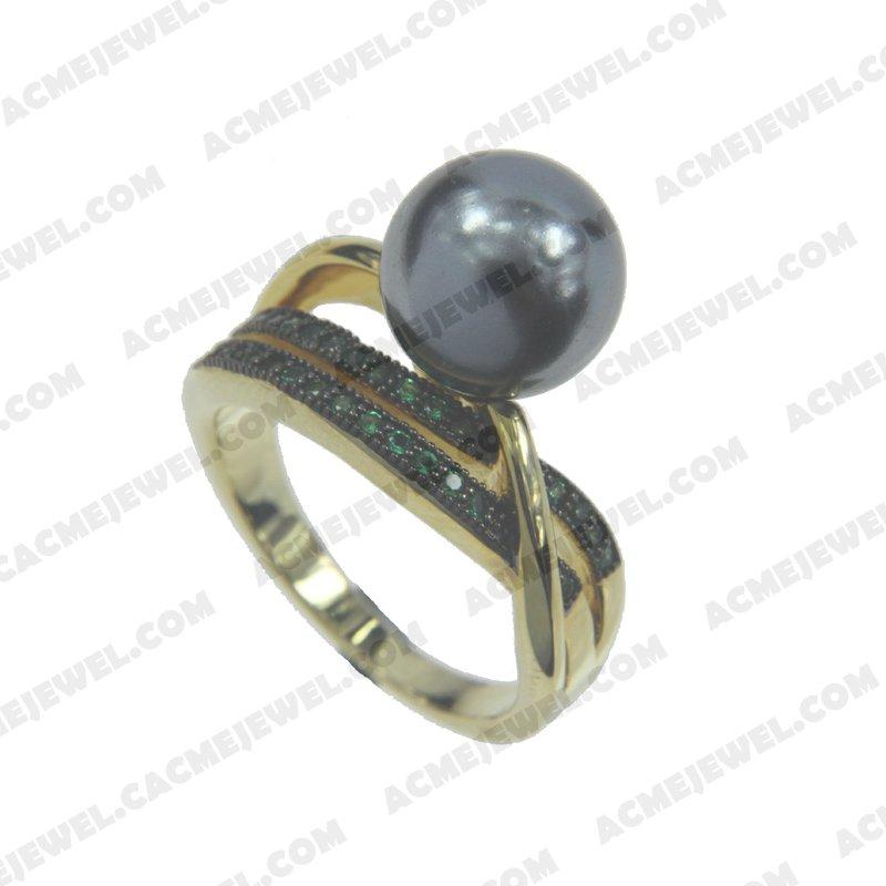 Rings 925 sterling silver  2-tone Gold and black rhodium