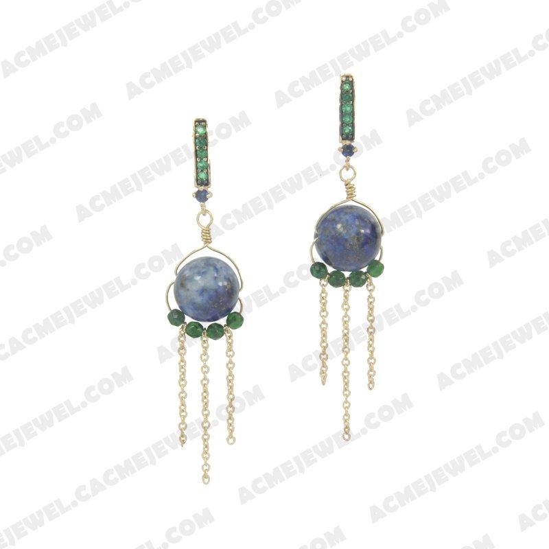 Earrings 925 sterling silver  2-tone Gold and black rhodium