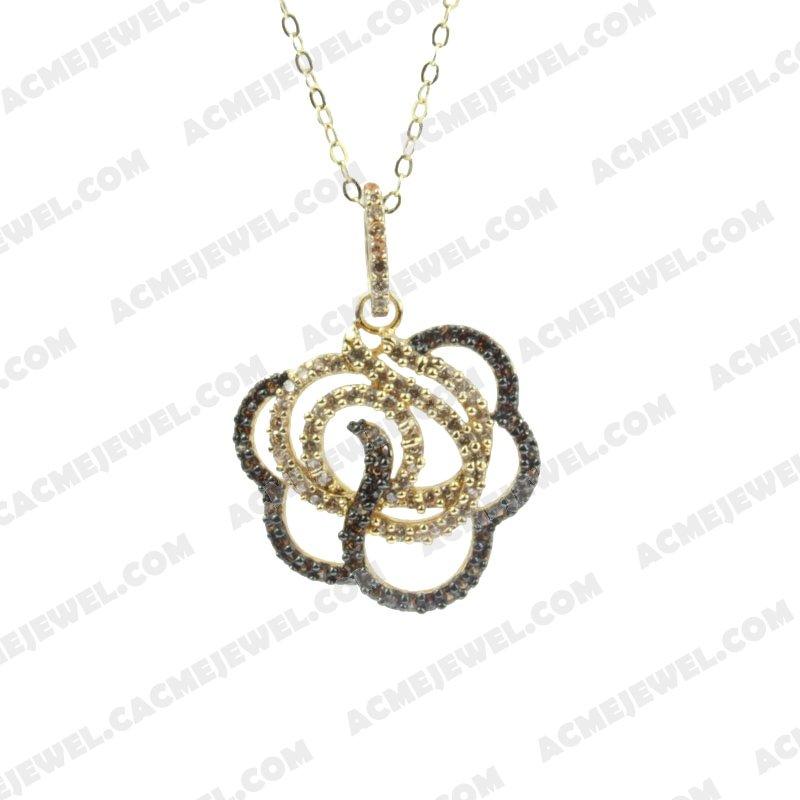 Pendants 925 Sterling Silver 2-tone Gold and black rhodium