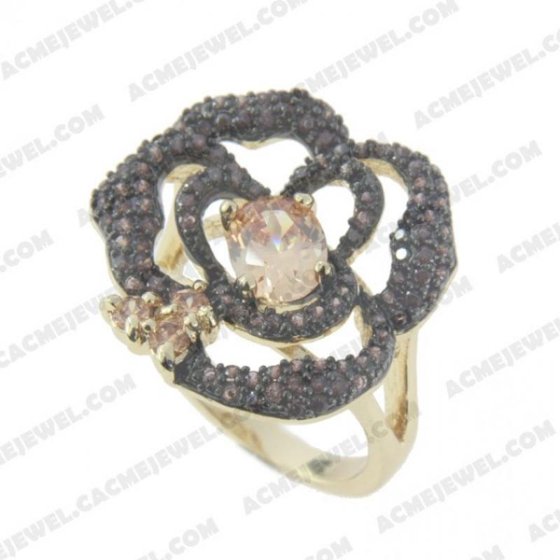 Rings 925 Sterling Silver 2-tone Gold and black rhodium