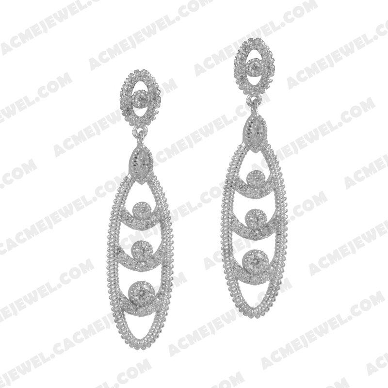 Earrings 925 sterling silver  White Rhodium 