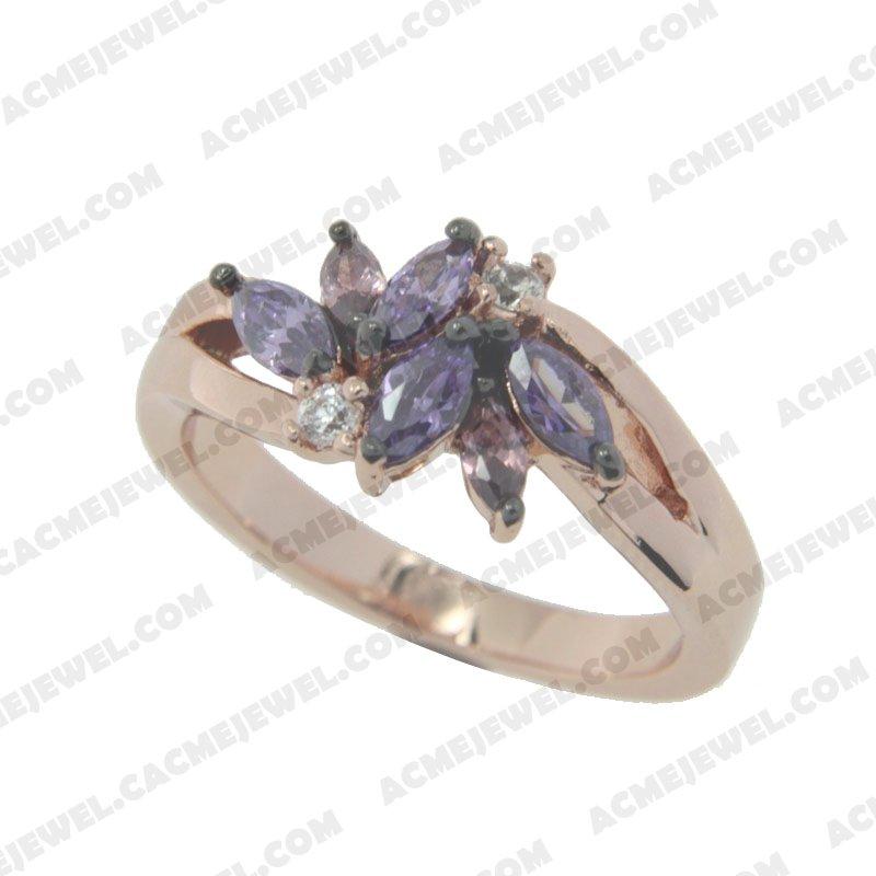 Rings 925 sterling silver  2-tone Rose gold and black rhodium