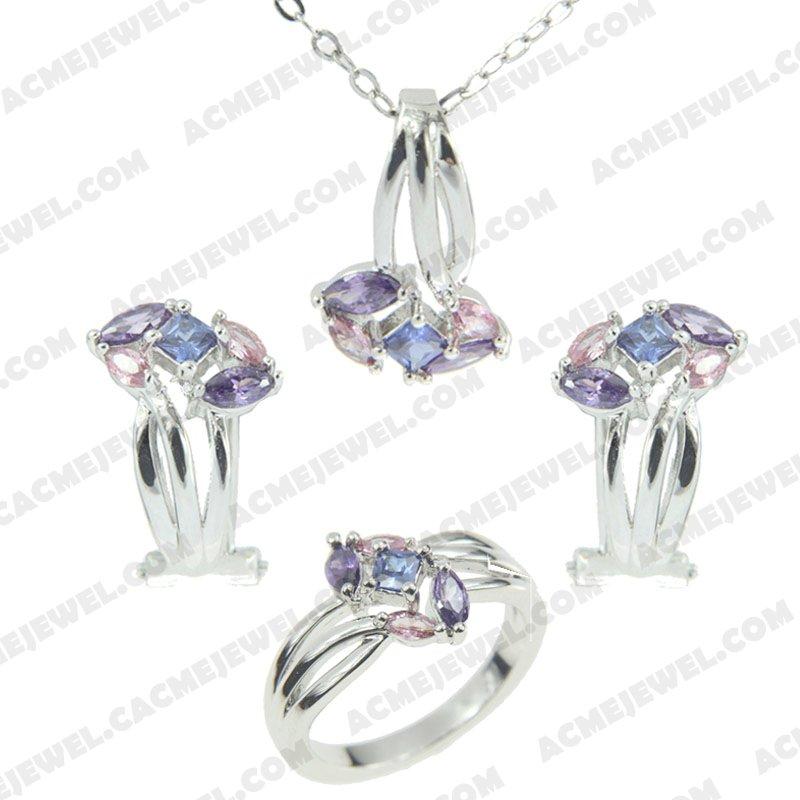 Jewellery Set 925 sterling silver   Rhodium 