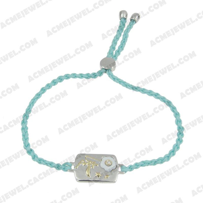 Bracelets & Bangles Cord with 925 sterling silver 2-tone Rhodium and black smear