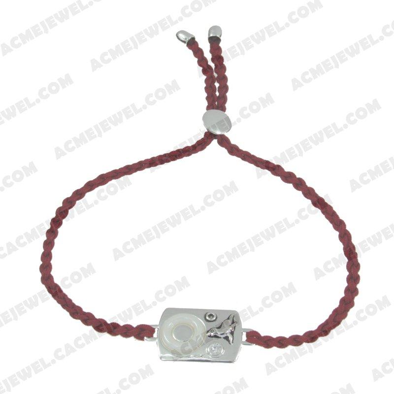 Bracelets & Bangles Cord with 925 sterling silver 2-tone Rhodium and black smear