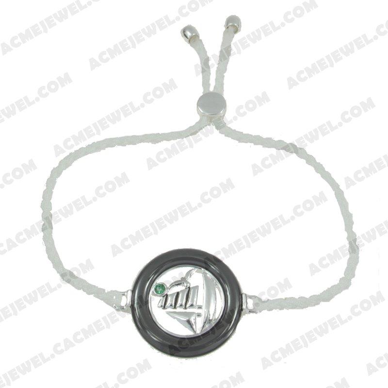 Bracelets & Bangles Cord with 925 sterling silver 2-tone Rhodium and black smear