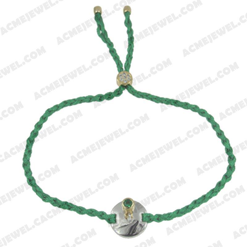 Bracelets & Bangles Cord with 925 sterling silver 2-tone Gold and rhodium